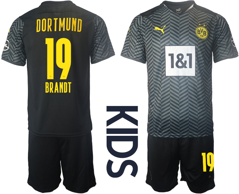 Youth 2021-2022 Club Borussia Dortmund away black #19 Soccer Jersey